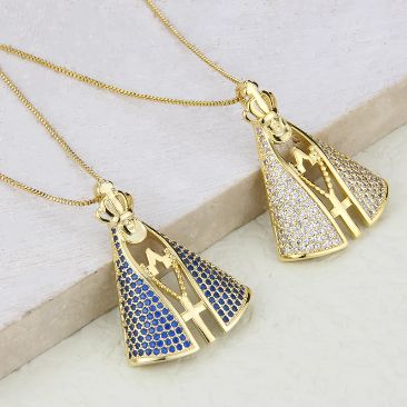 [COMPRE 1 LEVE 2] Colar Feminino Nossa Senhora Aparecida com Manto de Zircônia