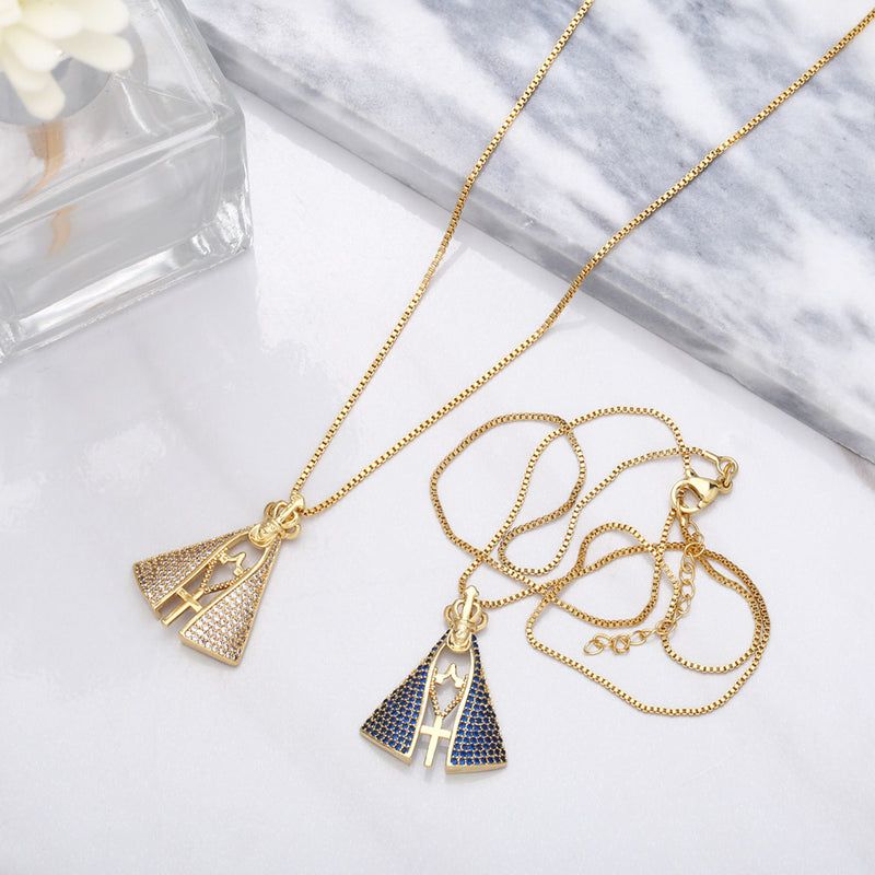 [COMPRE 1 LEVE 2] Colar Feminino Nossa Senhora Aparecida com Manto de Zircônia