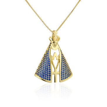 [COMPRE 1 LEVE 2] Colar Feminino Nossa Senhora Aparecida com Manto de Zircônia